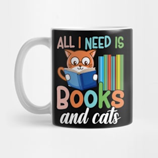 All I Need Is Books And Cats Cute Bookworm Cat Mug